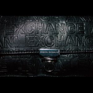 Armani Exchange black faux leather crossbody bag